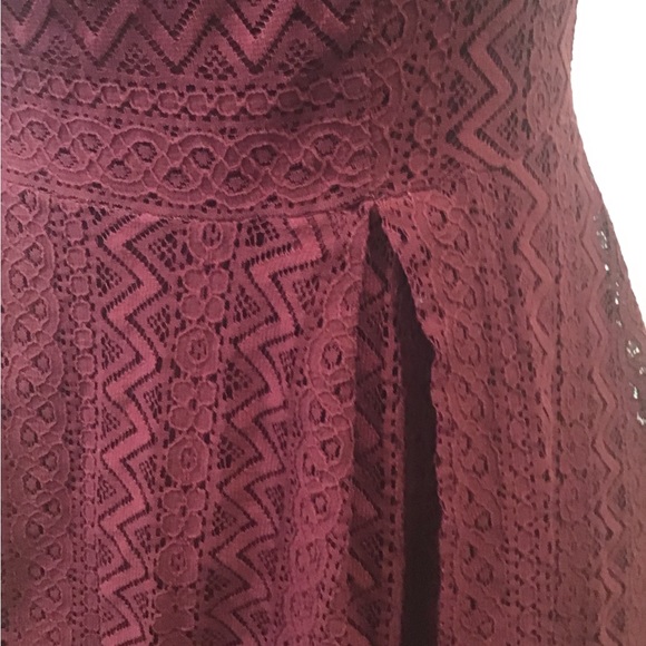 Burgundy Red Lace Fit and Flare dress - Picture 5 of 9
